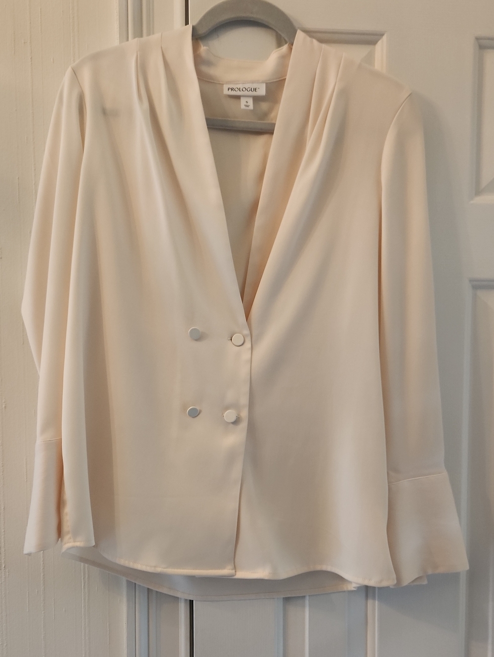Prologue Cream Double-Breasted Blouse Blazer